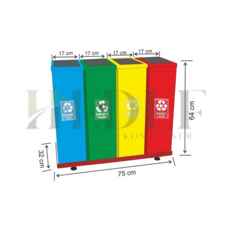 1825 Boyalı 4’lü Çatılı Geri Dönüşüm Seti