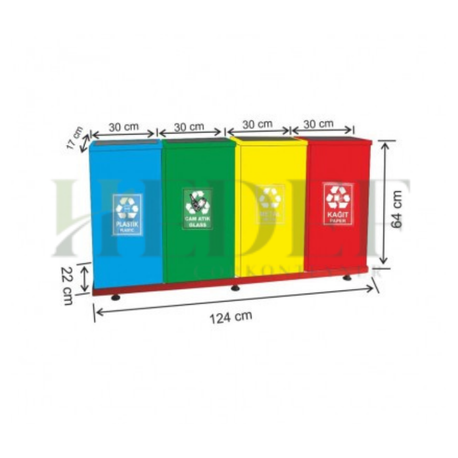 1829 Boyalı 4’lü Çatılı Geri Dönüşüm Seti