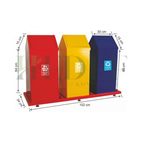 1834 Boyalı 3’lü Çatılı Geri Dönüşüm Seti