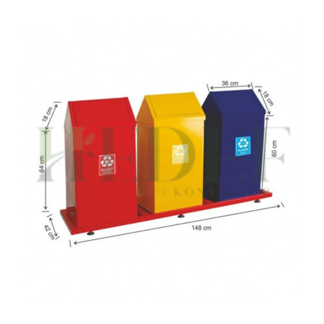 1835 Boyalı 3’lü Çatılı Geri Dönüşüm Seti